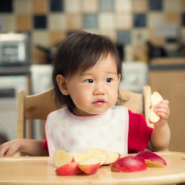 kid eating apples